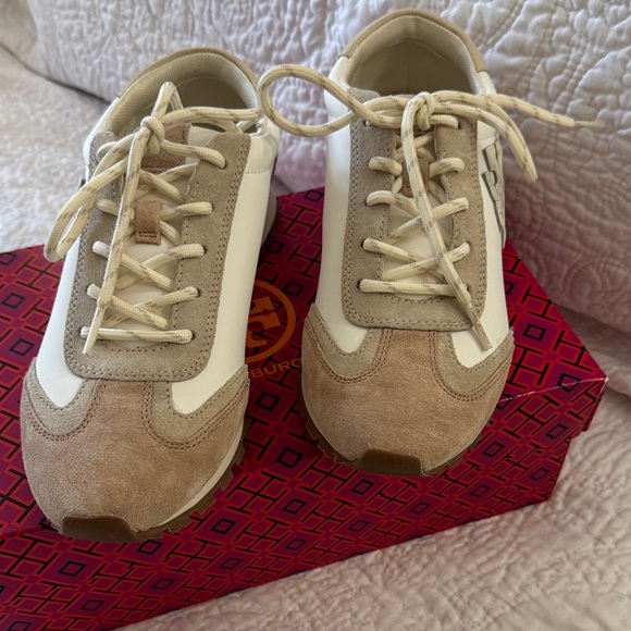 Tory Burch Cream and Tan Sneakers - Picture 1 of 6